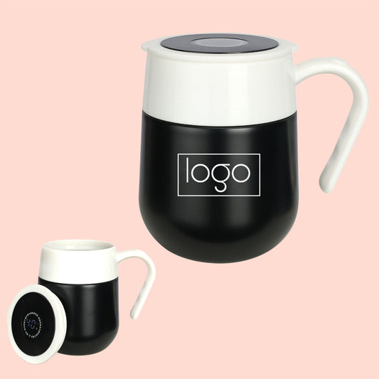 Smart Vacuum Insulated Coffee Mug with LED Temperature Display Stainless Steel (Black, 460 ml)