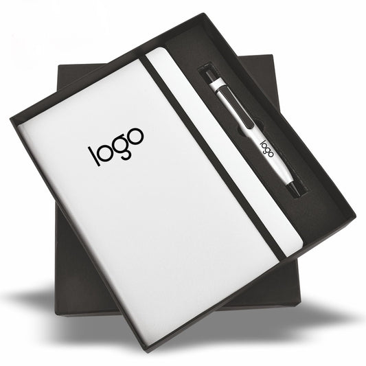 Customized White Diary & Pen Combo Set