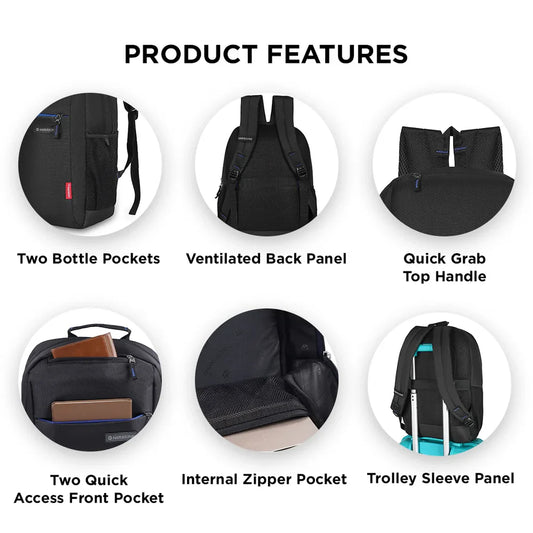 Personalised Harissons Black Laptop Bag 20L Capacity