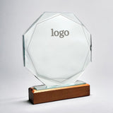 Octagon Prestige Trophy With Brown Base