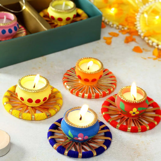Handcrafted Tea-Light Diya with Decorative Platters