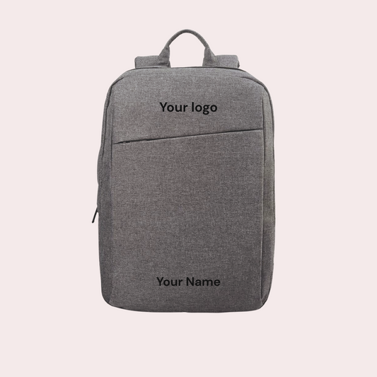 Customizable Grey Linen Polyester Laptop Backpack 25L