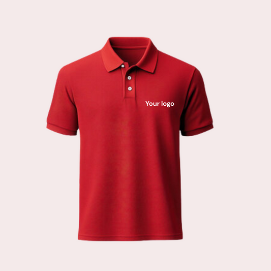 Customizable Cotton-Rich Red Polo Neck T-Shirt