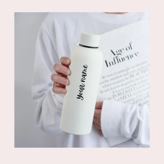 Customised Hot & Cold Stainless Steel White Bottle Flask – 500ml Vacuum Insulated