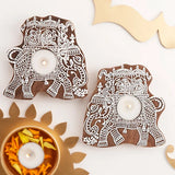 Eco-friendly Festive Elephant Candle Holder With Tea Light Candle - Set Of 2