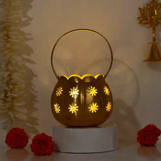 Set Of 2 Golden Hanging Led Lamps