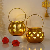 Set Of 2 Golden Hanging Led Lamps