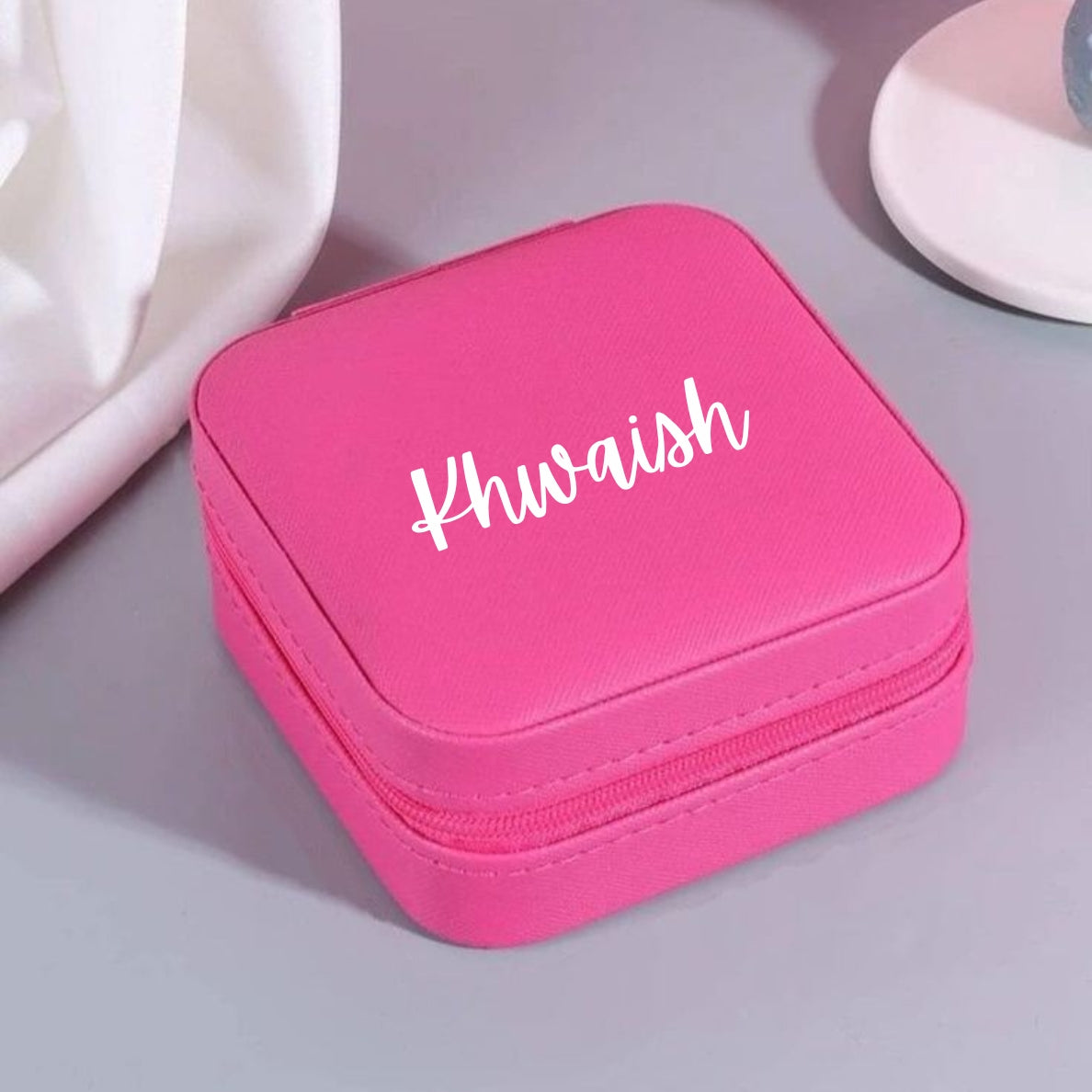 Personalized Dark Pink Jewelry Organizer