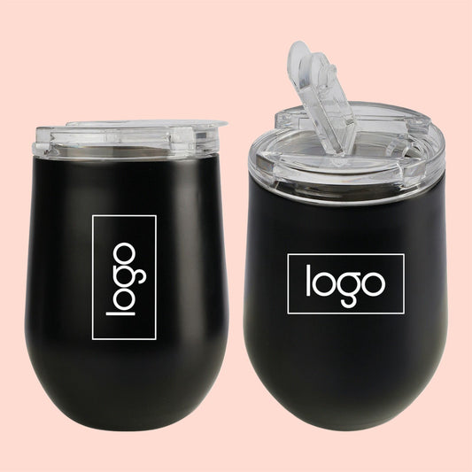 Customized Black Travel Coffee Tumbler With Lid