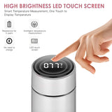 Personalized White Stainless Steel Water Bottle with Smart LED Temperature Touch Screen