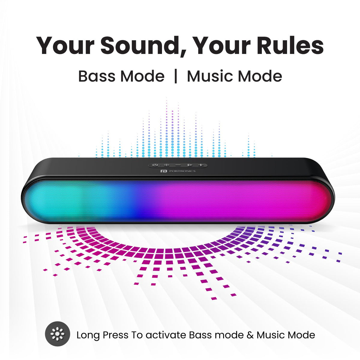 Portronics 5 hours Playback Sound Wireless Bluetooth Soundbar with LED Lights