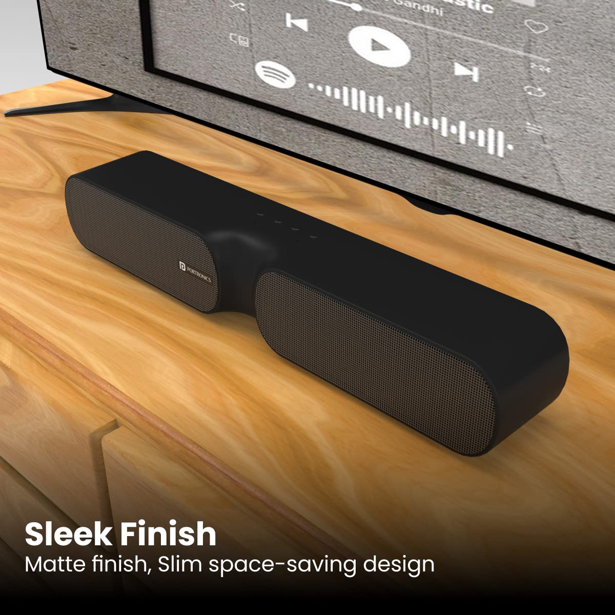 Portronics Decibel 20 Black 16W Wireless Bluetooth Soundbar