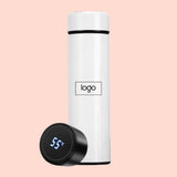 Personalized White Stainless Steel Water Bottle with Smart LED Temperature Touch Screen