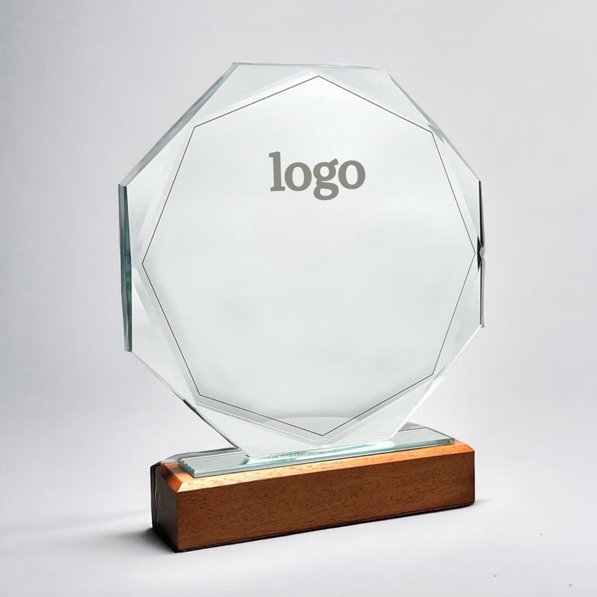 Octagon Prestige Trophy With Brown Base