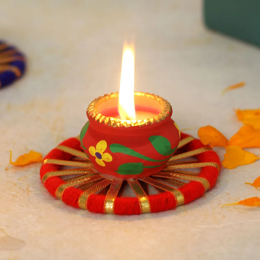 Handcrafted Tea-Light Diya with Decorative Platters
