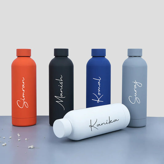Customised Hot & Cold Stainless Steel Dark Blue Bottle Flask – 500ml Vacuum Insulated