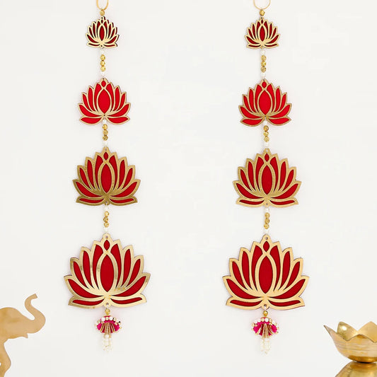 Lotus Door Hanging Toran with Pearl Tassels (Set of 2)