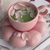 Pastel Perfection Blush Ceramic Cup with Bubble Saucer
