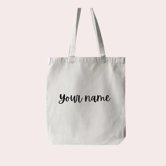 Personalised White Canvas Tote Bag