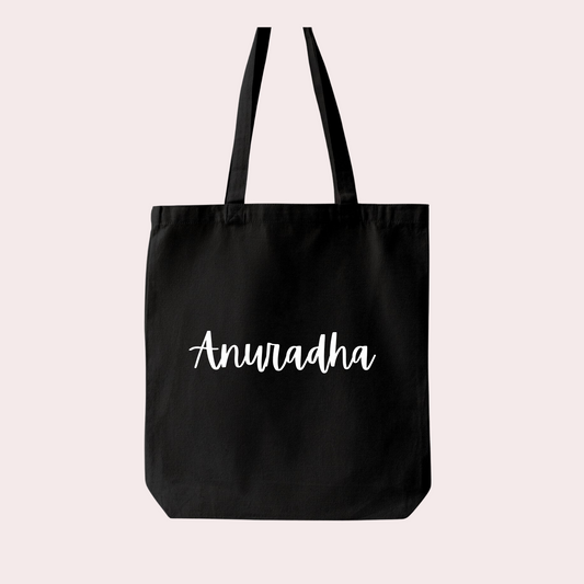 Personalised Black Canvas Tote Bag