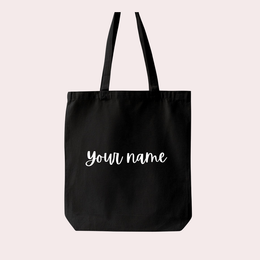 Personalised Black Canvas Tote Bag