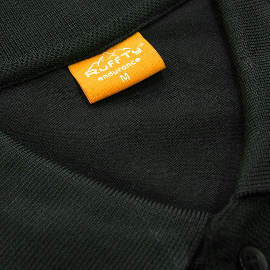 Customizable Cotton-Rich Black Polo Neck T-Shirt