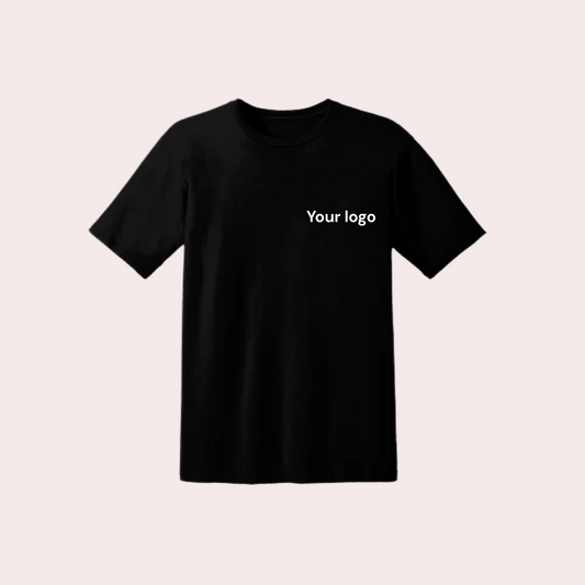 Customisable Black Round Neck Cotton T-Shirt
