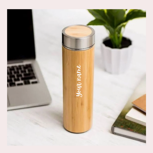 Personalised Eco-Friendly Bamboo Flask 500ml with Stainless Steel