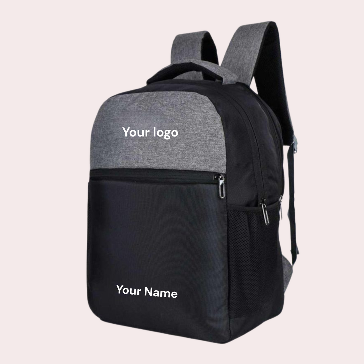 Customisable Premium Duo Waterproof Polyester Backpack 30L- Black & Grey