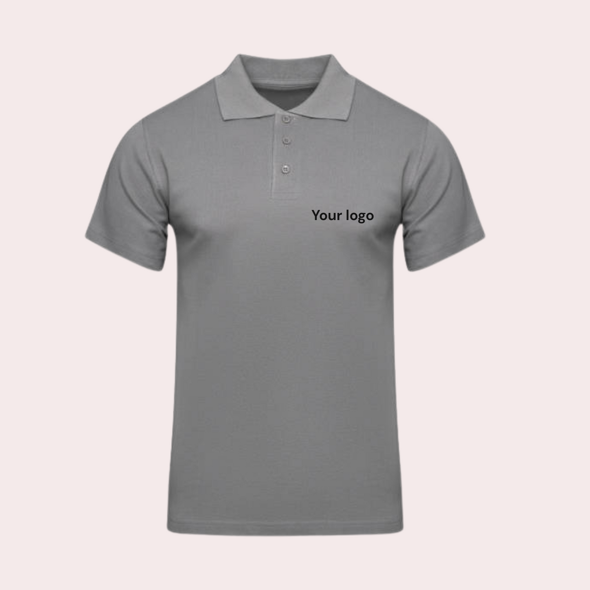 Customizable Cotton-Rich Grey Polo Neck T-Shirt