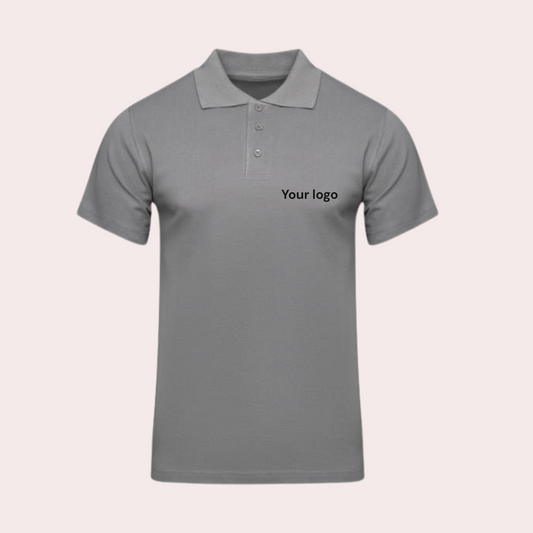 Customizable Cotton-Rich Grey Polo Neck T-Shirt