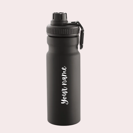 Customised Modern Insulated Black Sipper Bottle 850 ML