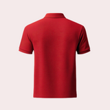 Customizable Cotton-Rich Red Polo Neck T-Shirt