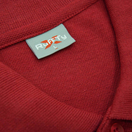 Customizable Cotton-Rich Red Polo Neck T-Shirt
