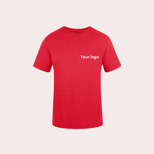 Customisable Red Round Neck Cotton T-Shirt