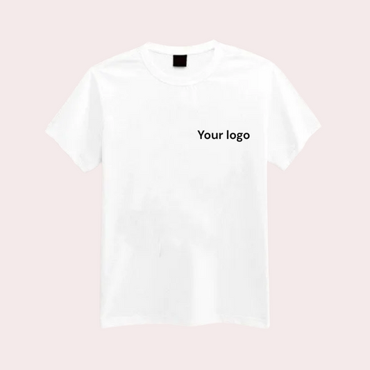 Customisable White Round Neck Cotton T-Shirt