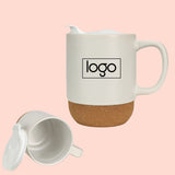 Cork Base Coffee/Milk/Tea Mug with Splash Proof Lid, 440ml, (White), Standard