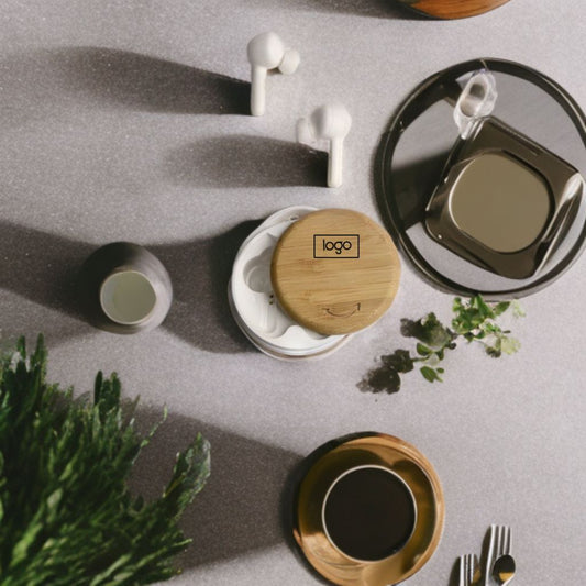 Personalized Cherry Bamboo Wireless Earbuds