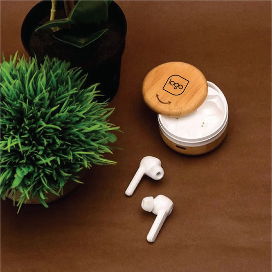 Personalized Cherry Bamboo Wireless Earbuds