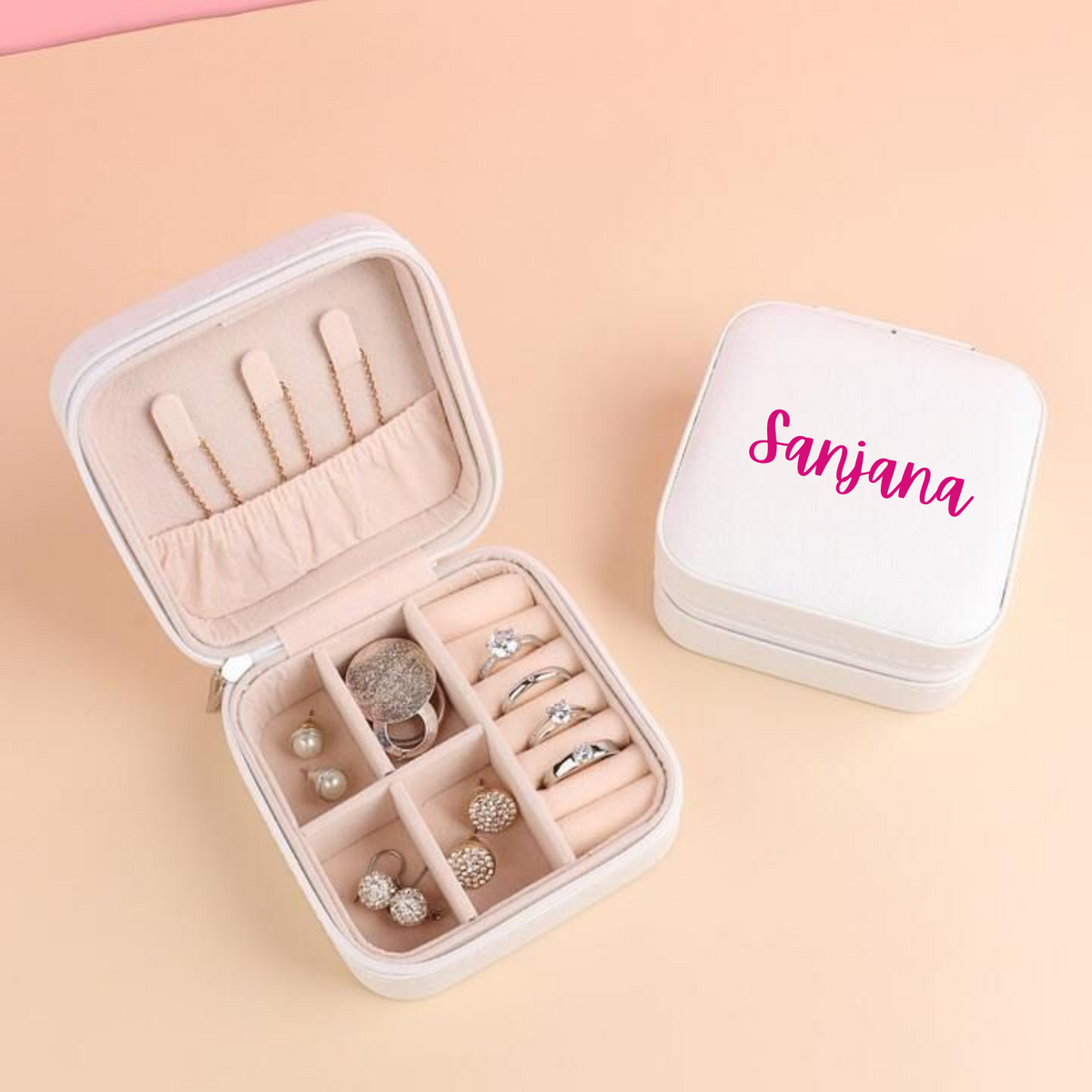 Personalized White Customizable Jewelry Organizer