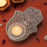 Hamsa Hand Wooden Candle For Diwali