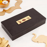 Laxmi, Ganesha, Saraswati Gold & Silver Plated Charan Paduka in Box