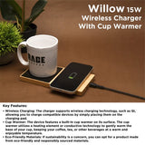 Personalized Willow 15W Wireless Charger With Cup Warmer
